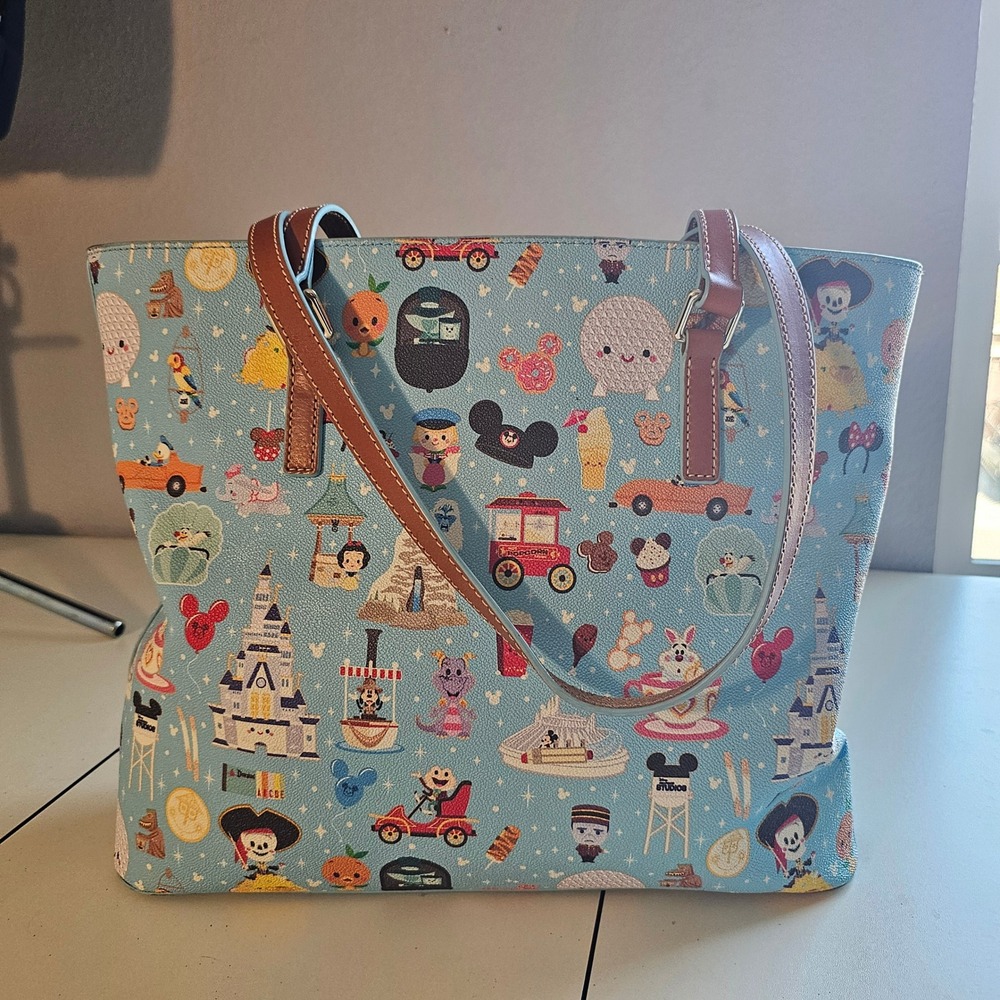 Dooney Bourke Disney 2021 Walk In the Park blue tote Disneyland icons zipper - Picture 2 of 12